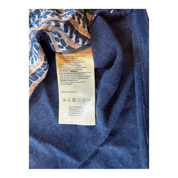 Scotch & Soda Maison Scotch Raffia Town Top XS Mixed Print Polyester Linen - Picture 6 of 10